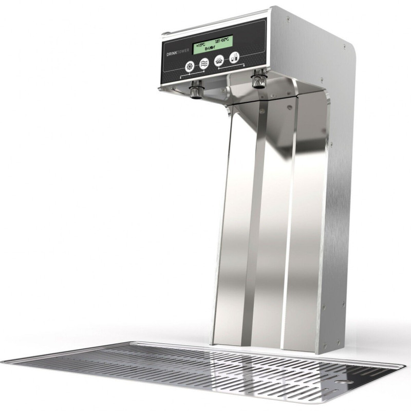 Colonnette inox touchless - 2 sorties - Écran LCD - Alarme filtre - Vidange auto - Adaptable