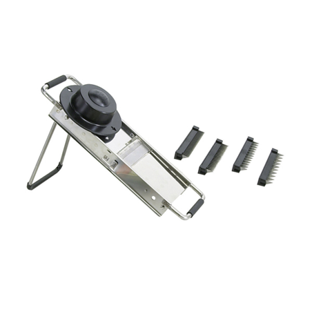 Mandoline du chef en inox - 13,5 x 40 x 5,5 cm - avec 4 effileurs