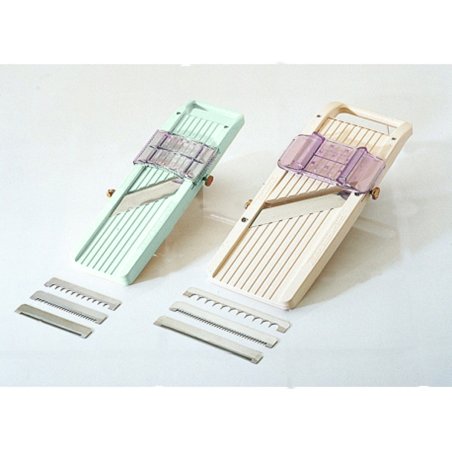 Mandoline japonaise - 32x9 cm - Ep. Coupe 65 mm - avec 3 lames effileuses
