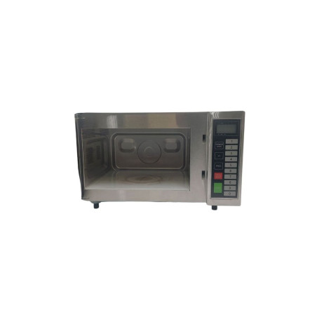 Four micro-ondes programmable 25L Inox sole céramique 10 boutons 95 min 3 puissances 1100W cafétéria