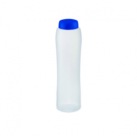 Flacon pour liquide 1L transparent et bleu Ø75x27 cm
