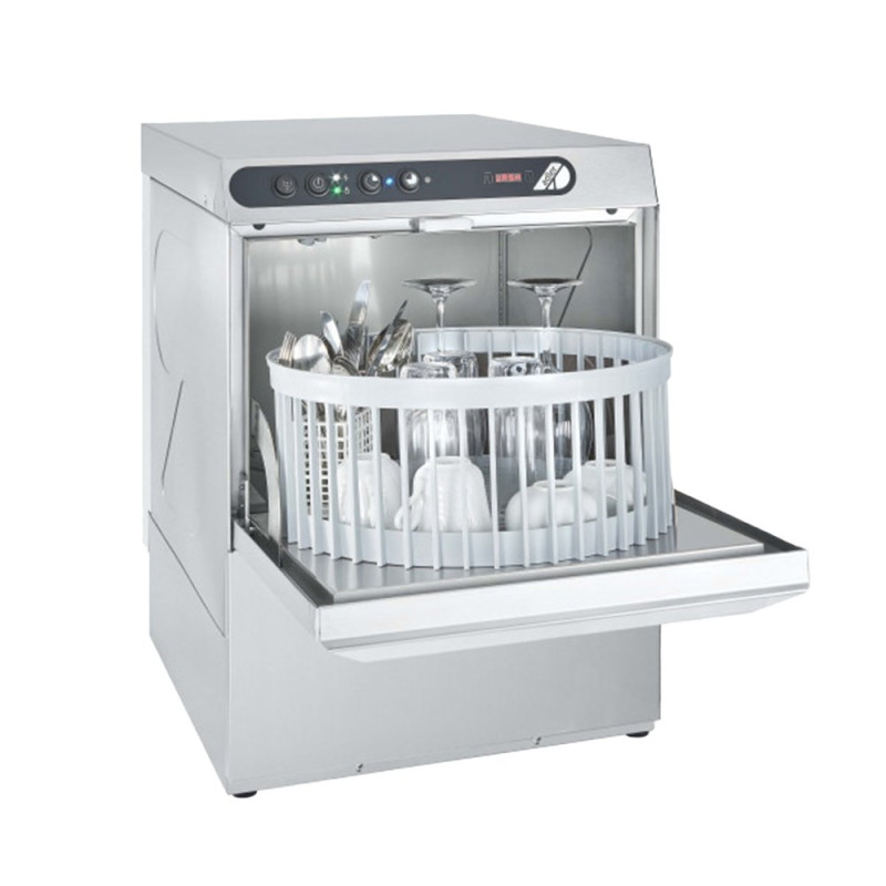 Lave-verres 40x40 ECOLINE - Pompe vidange - Inox AISI-34 - LED - Cycles 1-2 min - 15L/cycle