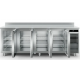 Table réfrigérée positive - GN 1/1 - 4 portes avec dessus et dosseret - 599L - 226x700x95 cm