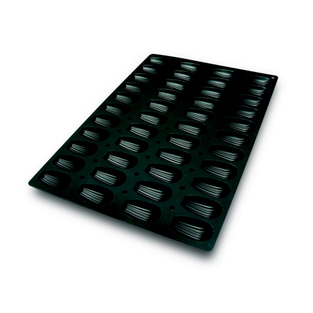 Moule silicone 600x400 mm - madeleine 32ml - Ø77x44x18 mm - 44 empreintes