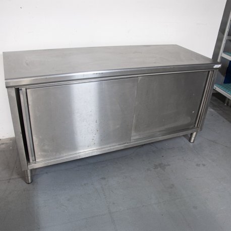 Meuble inox avec 2 portes coulissantes - 1800 x 700 x 900 mm - Reconditionné Bon état (3/5)
