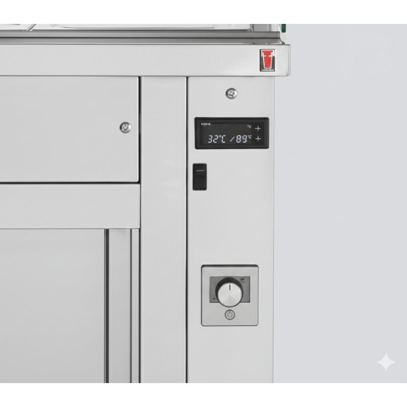 Buffet chaud pour 4 bacs GN 1/1 2,6kW en 1410 x 700 x 1313 mm