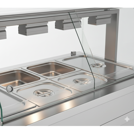 Buffet chaud pour 4 bacs GN 1/1 2,6kW en 1410 x 700 x 1313 mm