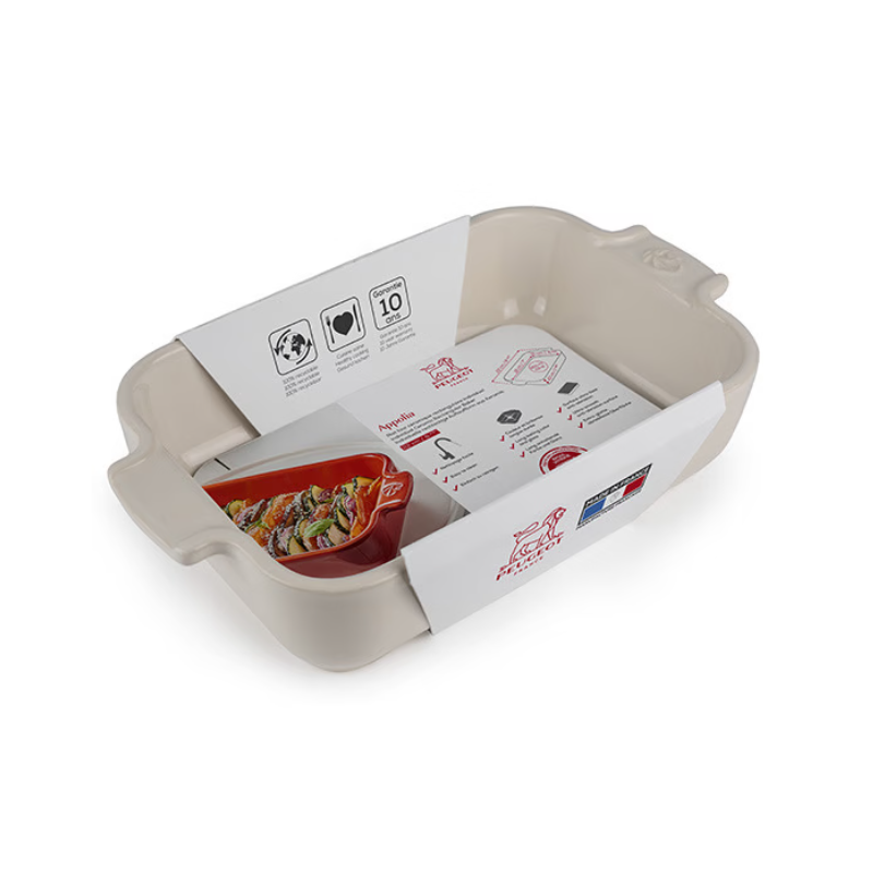 Plat individuel Appolia 85cl rectangulaire émail vitrifiée 18x12x4,5 cm col. écru