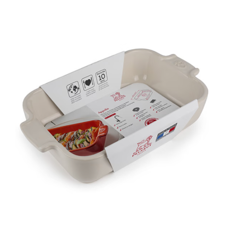 Plat individuel Appolia 85cl rectangulaire émail vitrifiée 18x12x4,5 cm col. écru