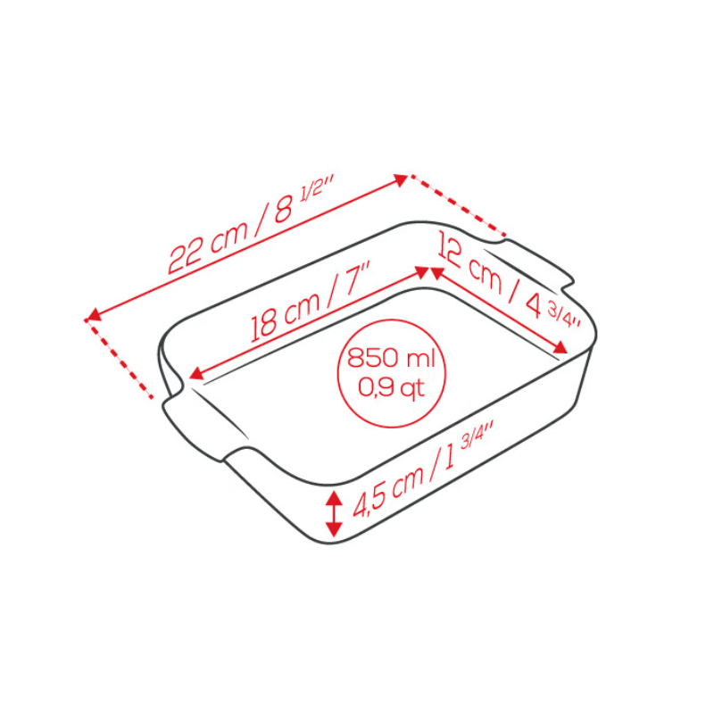 Plat individuel Appolia 85cl rectangulaire émail vitrifiée 18x12x4,5 cm col. écru