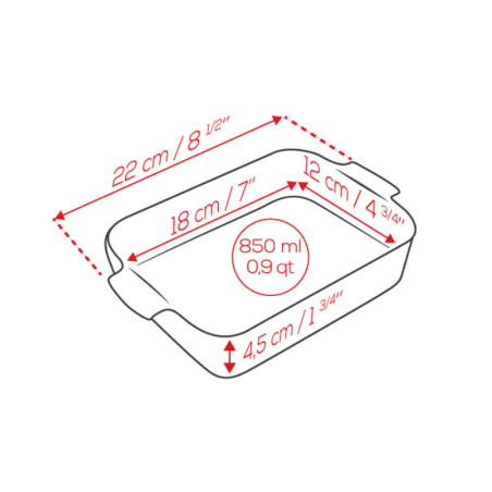 Plat individuel Appolia 85cl rectangulaire émail vitrifiée 18x12x4,5 cm col. écru