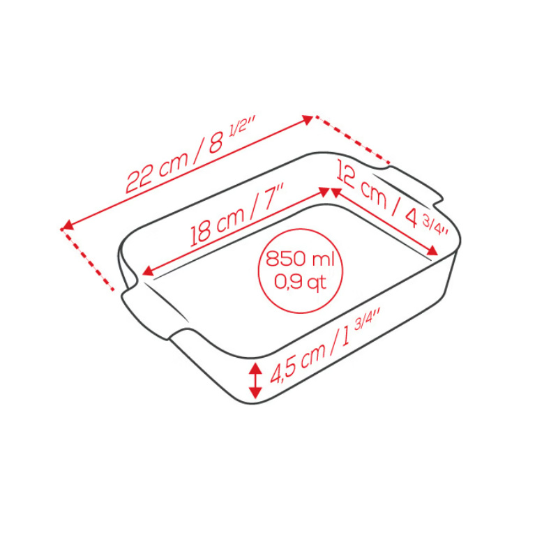 Plat individuel Appolia 85cl rectangulaire émail vitrifiée 18x12x4,5 cm col. ardoise