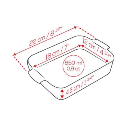 Plat individuel Appolia 85cl rectangulaire émail vitrifiée 18x12x4,5 cm col. ardoise