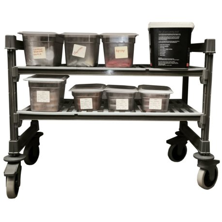 Unité mobile sous plan de travail Basics 2 niveaux claire-voie - 910x460x1070 mm