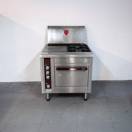Fourneau 1 plaque coup de feu, 2 feux nus sur four gaz GN 2/1