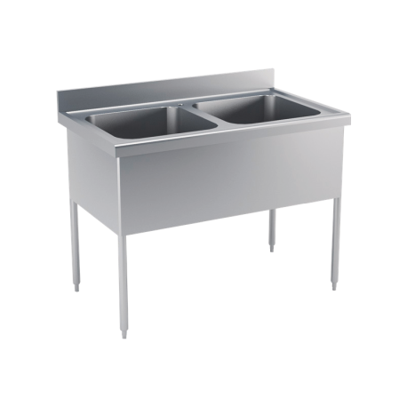 Plonge adossée 2 bacs avec égouttoir - 1600x700x850/900 mm - égouttoir à droite ( bacs 500x500 mm)