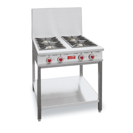 Table brûleurs 4 feux sur pied tube et étagère basse