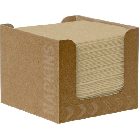 Serviette Airlaid 20 x 20 cm en boite distributrice carton - Marron