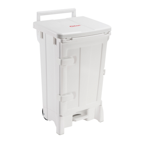 Collecteur à pédale 90 L Polaris avec porte et couvercle - blanc