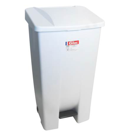 Poubelle à pédale 120 L - Avec couvercle blanc - ECO