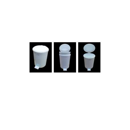 Poubelle ronde 30 L à pédale en plastique - Blanc