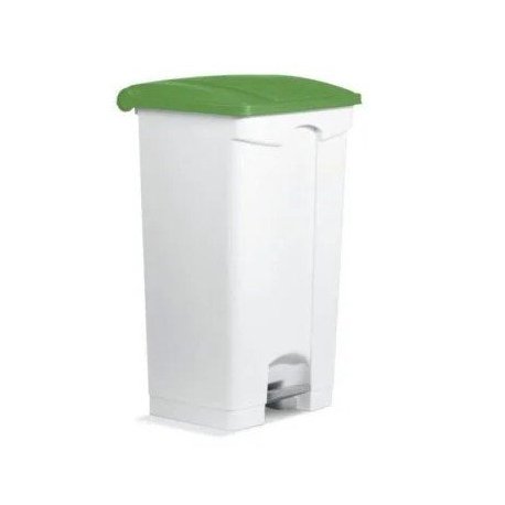 Container à pédale 90 L avec roulettes et couvercle vert