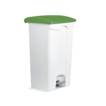 Container à pédale 90 L avec roulettes et couvercle vert