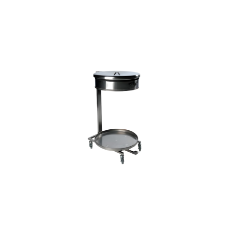 Support de sac mobile 110 L à base ronde - Inox