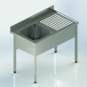 Plonge adossée 1200x700x900 mm - 1 bac - 1 égouttoir droite