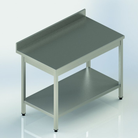 Table adossée fixe pieds carrés + étagère 1600x700x900 mm