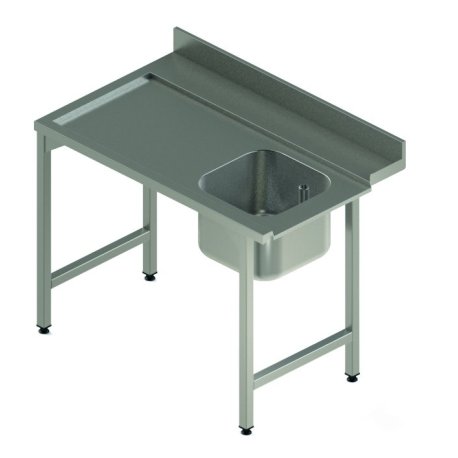 Table de laverie à glissement avec plage 1600x760x830/890 mm - Bac gauche