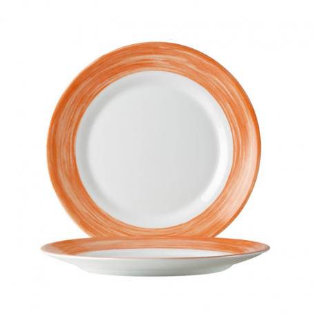 Assiette plate 23,5cm Brush en verre trempé orange