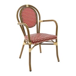 Fauteuil Bamboo - rouge et crème - 3,8 kg - hauteur assise 44 cm - 54x59x88 cm