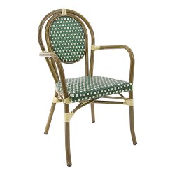 Fauteuil Bamboo - vert et crème - 3,8 kg - hauteur assise 44 cm - 54x59x88 cm