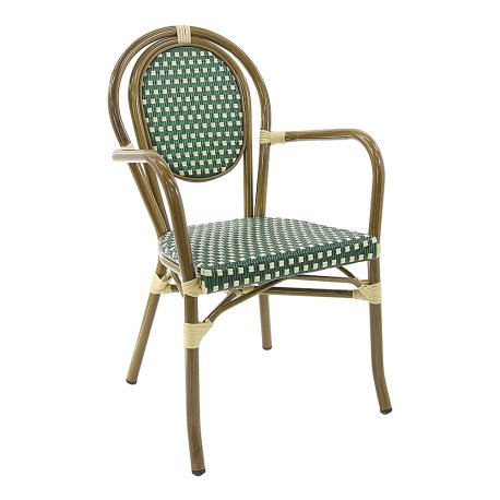 Fauteuil Bamboo - vert et crème - 3,8 kg - hauteur assise 44 cm - 54x59x88 cm