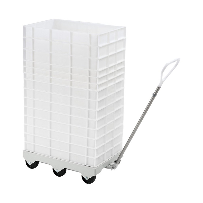 Socle rouleur blanc 6 roues pivotantes charge 250kg pour bac et caisse 600x400 et manne à pain (sauf 120L)