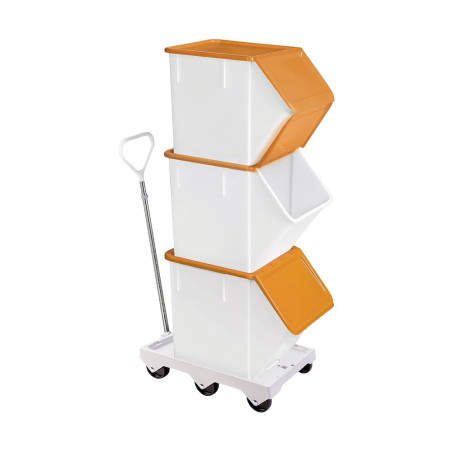 Socle rouleur blanc 6 roues pivotantes charge 250kg pour bac et caisse 600x400 et manne à pain (sauf 120L)