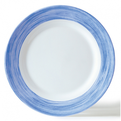 Assiette plate 23,5cm Brush en verre trempé bleu