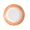 Assiette creuse 22,5cm Brush en opale blanc et orange