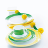 Assiette creuse 22,5cm Brush en opale blanc et vert