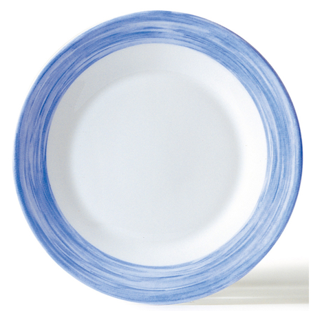 Assiette creuse 22,5cm Brush en opale blanc et bleu