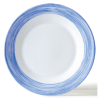 Assiette creuse 22,5cm Brush en opale blanc et bleu