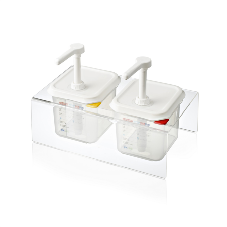 Set de 2 distributeurs à sauce GN1/6 - 2x2,6L  + support