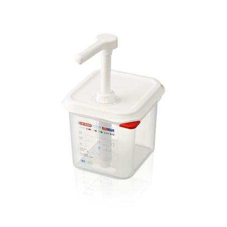 Distributeur à sauce GN1/6 - 2,6L transparent 17,6x16,2x19 cm