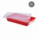 Bac plat 5L avec couvercle et grille - 445x290x85 mm rouge