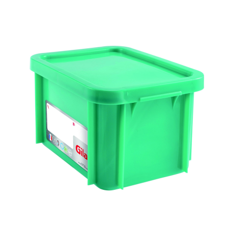 Bac alimentaire HACCP 15L Vert (Fruits et légumes) avec couvercle - 400x300x235 mm