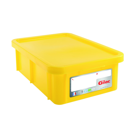 Bac alimentaire HACCP 25L Jaune (Produits secs) avec couvercle - 600x400x190 mm