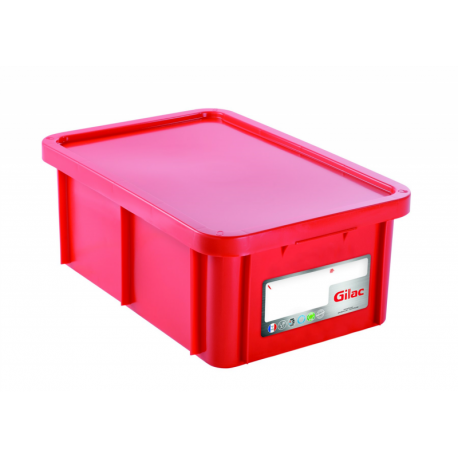 Bac alimentaire HACCP 35L Rouge (Produits carnés) avec couvercle - 600x400x230 mm