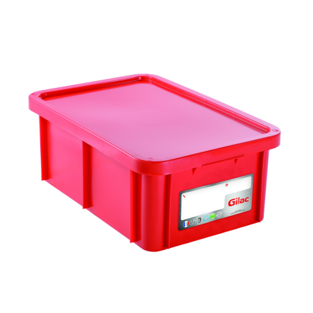 Bac alimentaire HACCP 35L Rouge (Produits carnés) avec couvercle - 600x400x230 mm