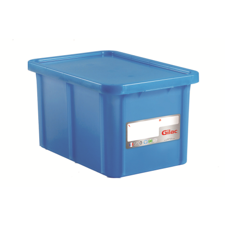 Bac alimentaire HACCP 55L Bleu (Produits de la mer) avec couvercle - 600x400x356 mm